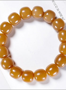 新疆和田玉且末金山料糖玉老型珠手链手串65.52克卡13.5大师作品