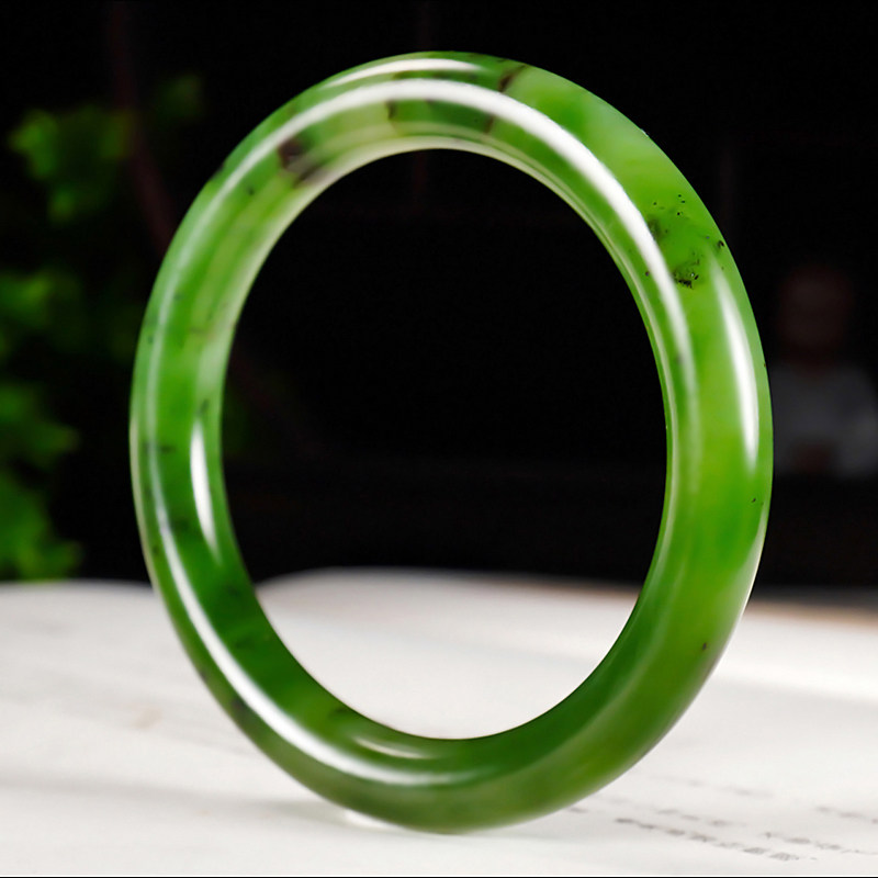 新疆谭琪俊作品和田玉俄料7号矿红皮碧玉手镯46.11克 内径58mm