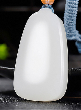 新疆大师郭磊 和田玉高白过灯羊脂白玉平安无事牌20.40克