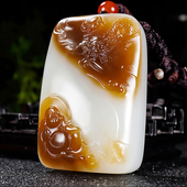 新疆冯立辉作品和田玉且末金山料糖羊脂白玉笑佛挂件106.94克