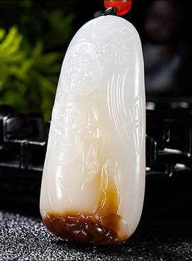 新疆大师冯立辉作品 和田玉且末糖羊脂白玉观音23.37克