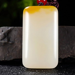 新疆大师郭磊作品和田玉糖羊脂白玉且末金山料平安无事牌22.92克