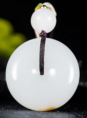 新疆大师冯立辉作品和田玉且末金山料糖羊脂白玉平安扣19.82克