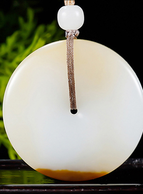 大师张亚龙 新疆和田玉糖羊脂白玉且末一口糖平安扣26.68克