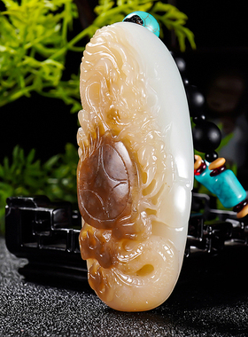 新疆大师冯立辉作品 和田玉且末料糖羊脂白玉龙119.85克