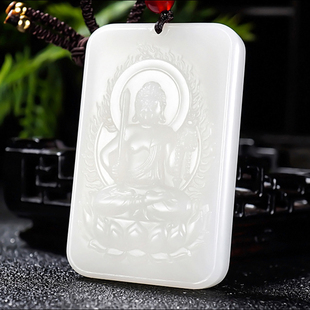 新疆和田玉羊脂白玉不动明王挂件47.73克 大师张亚龙作品