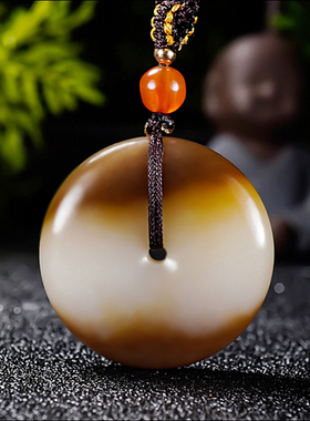 新疆大师冯立辉作品 和田玉且末糖羊脂白玉平安扣16.94克