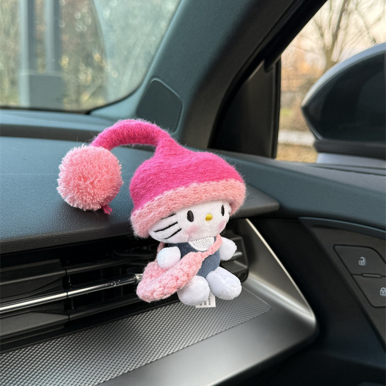 日本粉帽子球球kitty猫汽