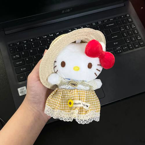 日本夏日草帽Kitty挂件可