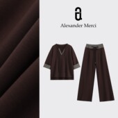 冬日加绒格子拼接时髦卫衣套装 铜锣烧 D25T10186