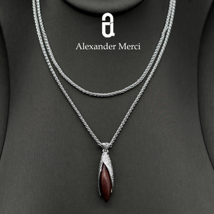 小众设计师玉兰白玉髓红碧玉吊坠项链 AD25S120906