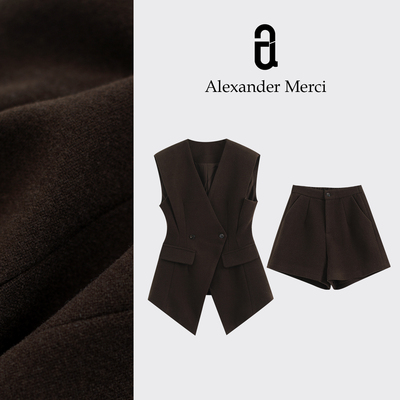 【沙漏马甲套装】冬款定制呢料可叠穿外穿的马甲套装 D25T10322