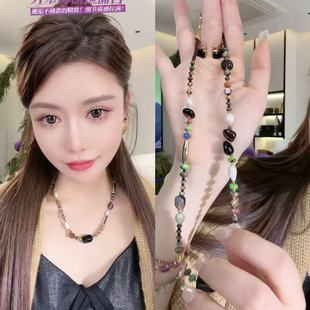 法单纯天然缠丝玛瑙 AD25S120915 淡水珍珠百搭项链