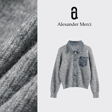 【氧气茶茶】毛衣拼接牛仔 温暖不失调性 D25T10223