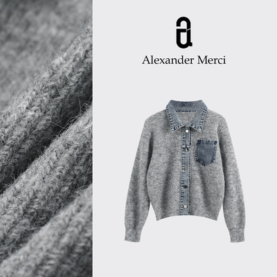 【氧气茶茶】毛衣拼接牛仔 温暖不失调性 D25T10223