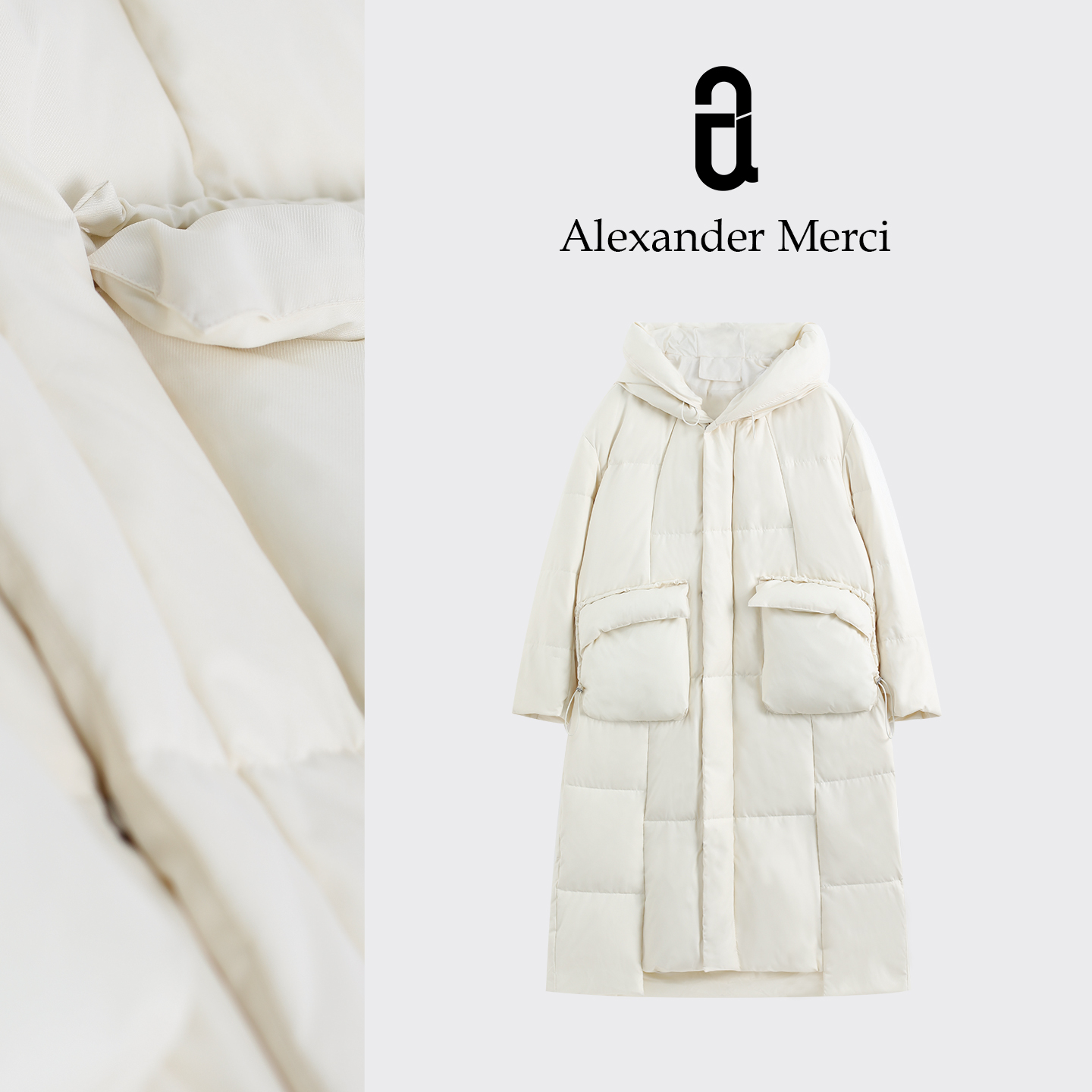 【山本.小被窝】山本系列连帽过膝长款面包羽绒服 D25T112312