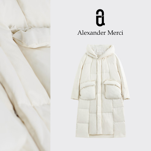 【山本.小被窝】山本系列连帽过膝长款面包羽绒服 D25T112312