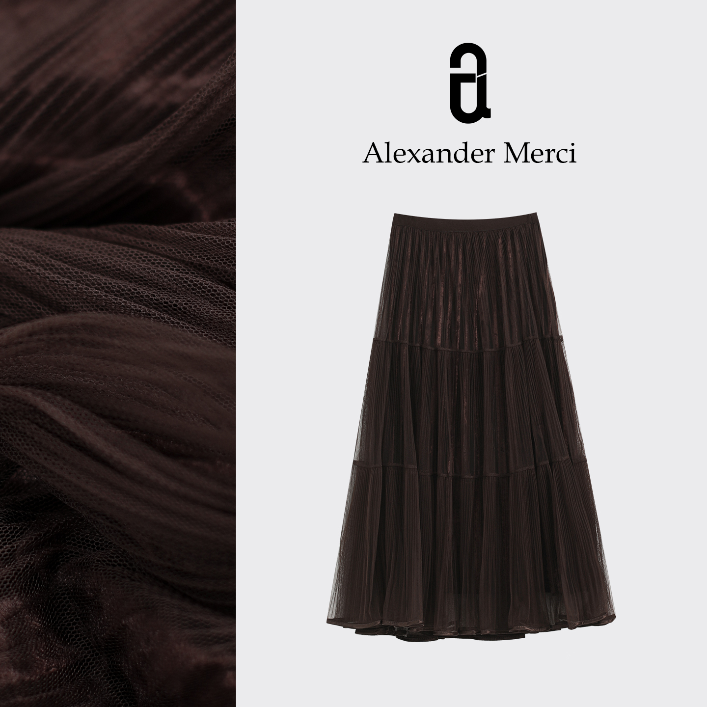 【慕纱夜色】灯芯绒与网纱交错的半身裙 飘逸又闪烁 D25T10245