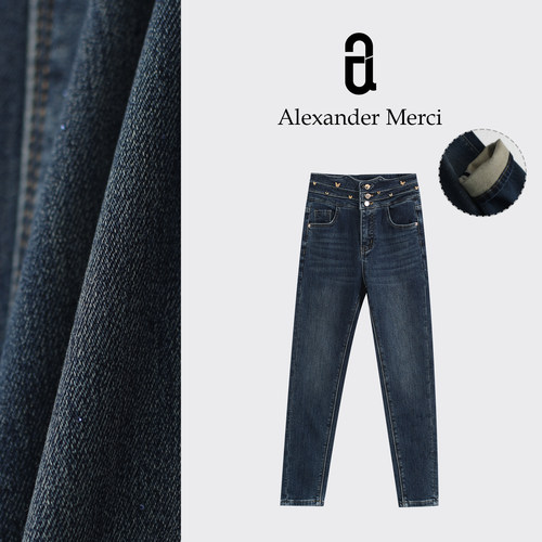 【蝴蝶颂】蝴蝶重工带细闪的小脚牛仔裤 D25T10251