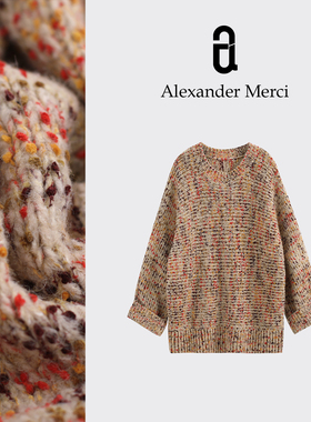 【奶豆】定制韩单纱线 婴儿肤感绵羊毛超厚奶豆大毛衣 D25T62701