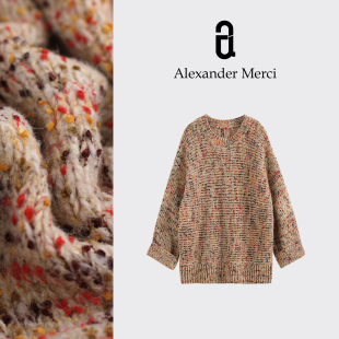 婴儿肤感绵羊毛超厚奶豆大毛衣 定制韩单纱线 D25T62701 奶豆