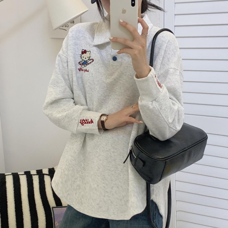 猫咪斗篷翻领卫衣休闲2025春季百搭宽松设计感上衣薄款