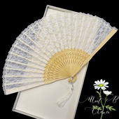 中国风小折扇黑色蕾丝古风扇子复古典女士旗袍舞蹈扇夏季 折叠白色