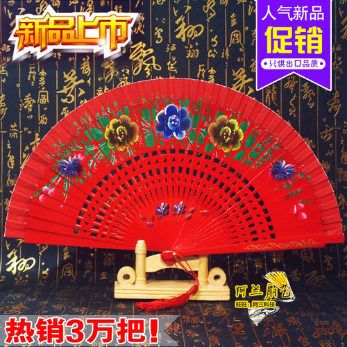 西班牙跳舞蹈黄色木质练功扇子