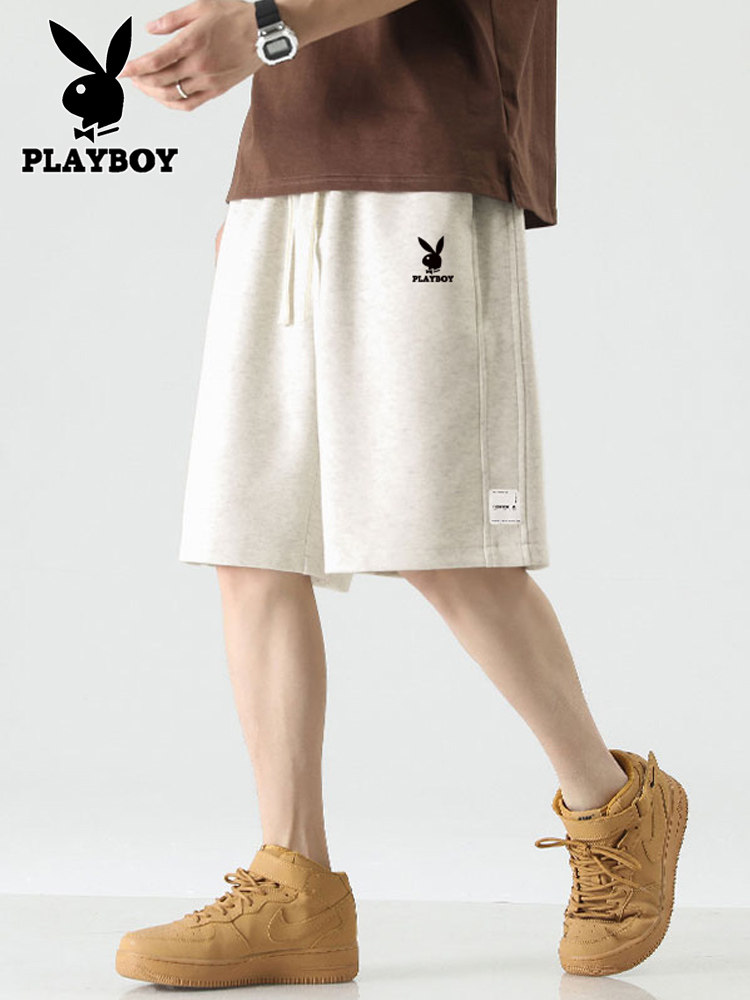 Мужские шорты Playboy, летние хлопковые тонкие брюки, свободные универсальные брюки средней длины, повседневные спортивные брюки с пятью точками, мужские Изображение 1