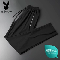 Playboy băng lụa giản dị quần bó sát nam mùa hè kéo dài nhanh khô chân thẳng quần xu hướng quần nam - Quần tây thường quần thun nam