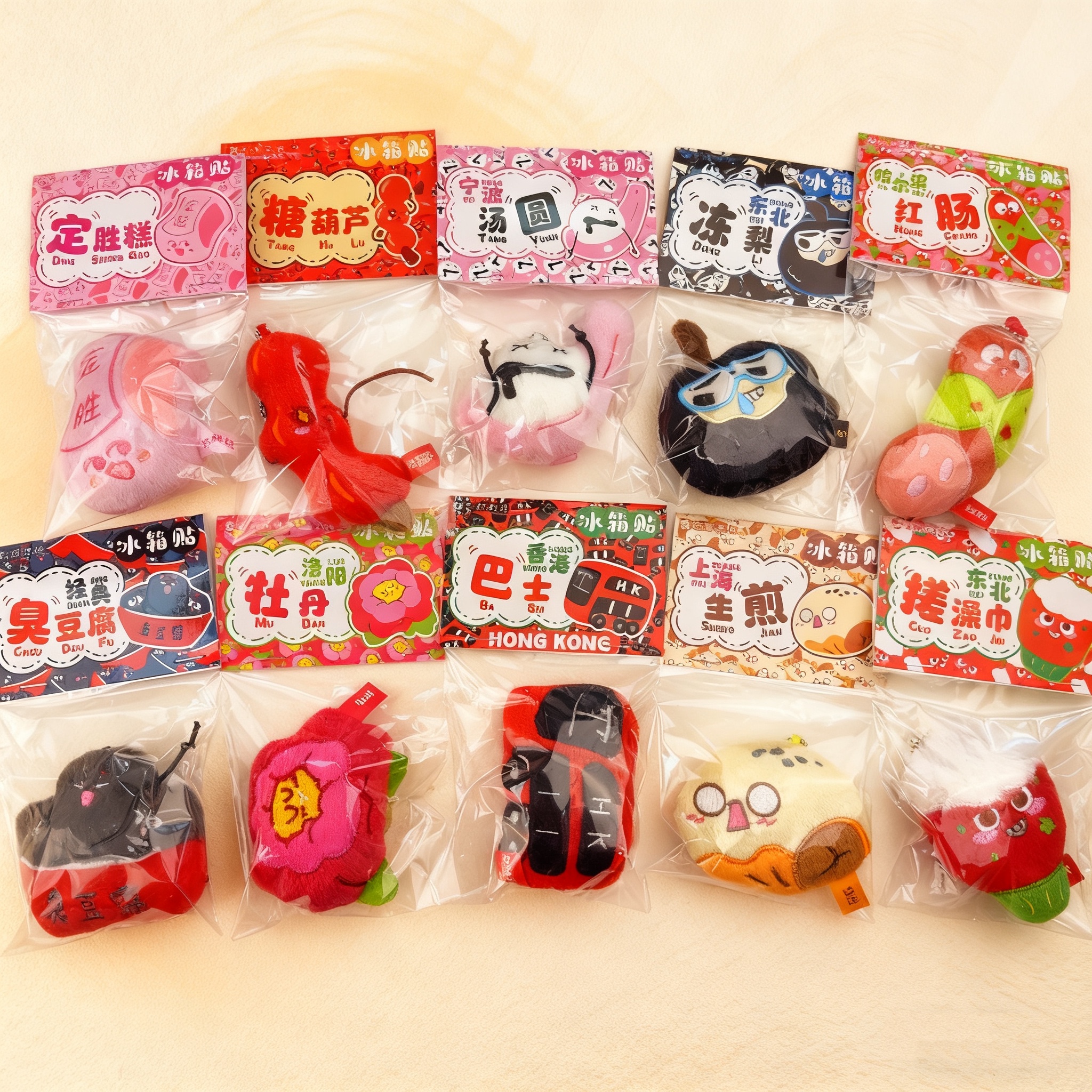 上海生煎包北京糖葫芦宁波长沙冰箱贴毛绒玩偶挂件旅游纪念品磁吸