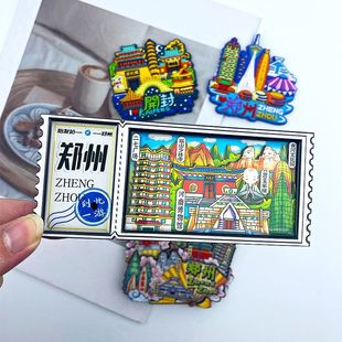 河南郑州开封旅游景点冰箱贴木质磁性清明上河园纪念品大相国寺