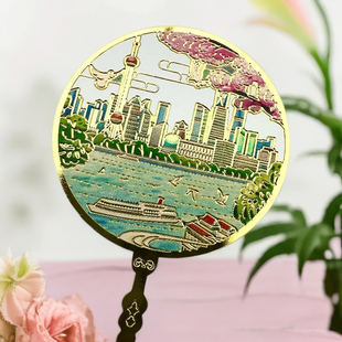 新品金属上海书签旅游纪念品礼品文创流苏熊猫长城外滩城隍庙特产