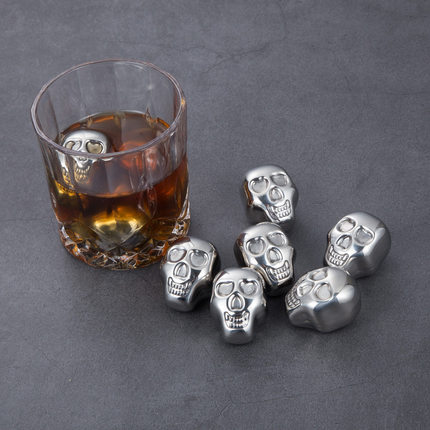 304不锈钢冰粒冰酒石威士忌冰块创意(骷髅头)酒吧酒具环保速冻器