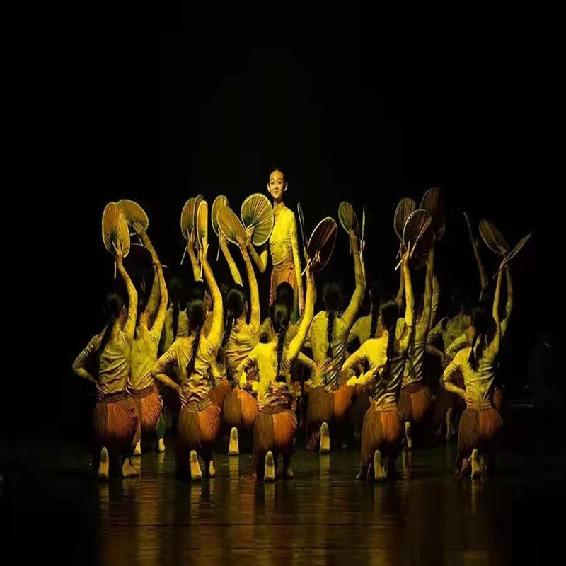 儿童风吹稻花香演出服红色记忆经典扇子舞蹈致敬袁隆现代舞