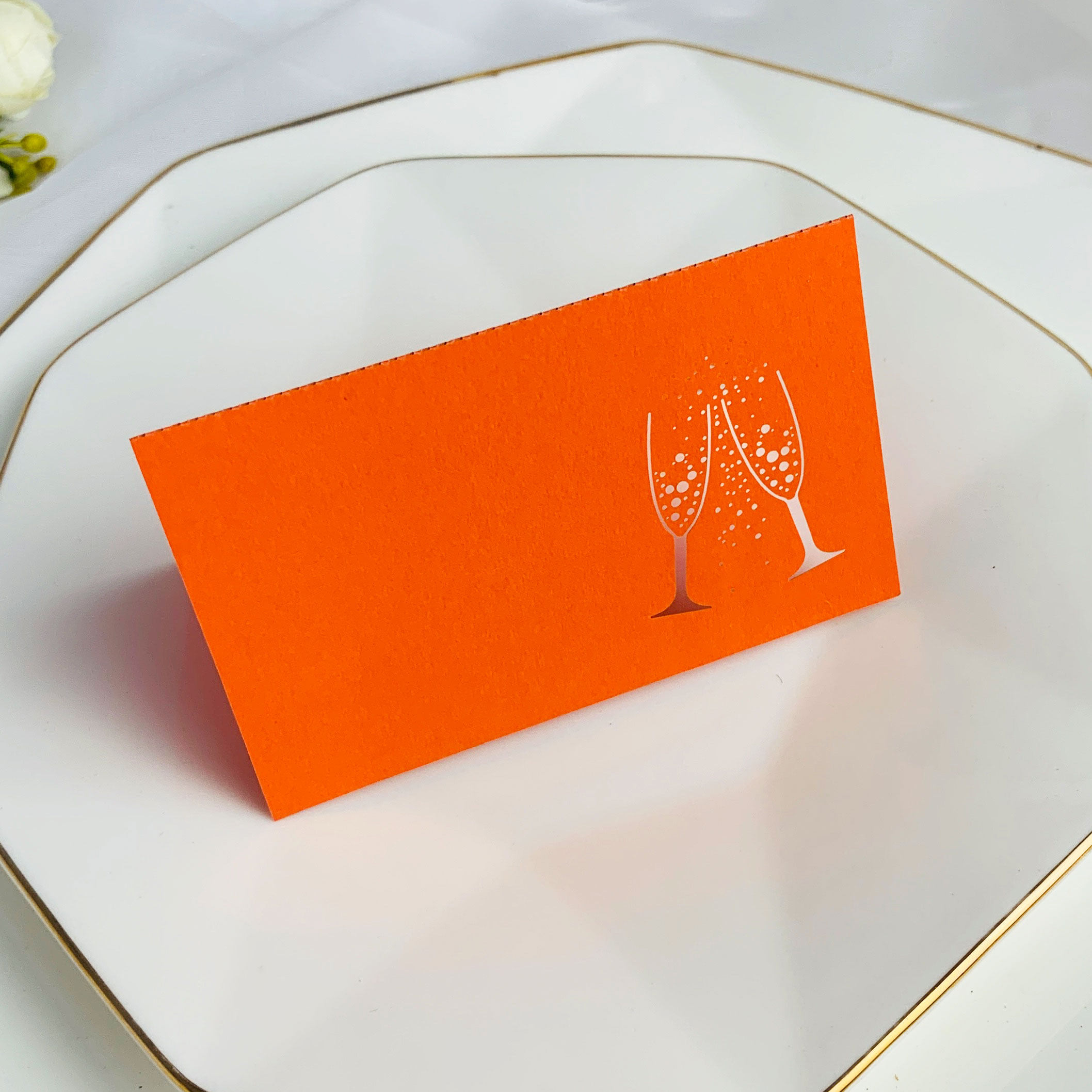 生日宴会装饰 珠光纸镂空酒杯席位卡 激光台卡 立体桌位卡50片/包