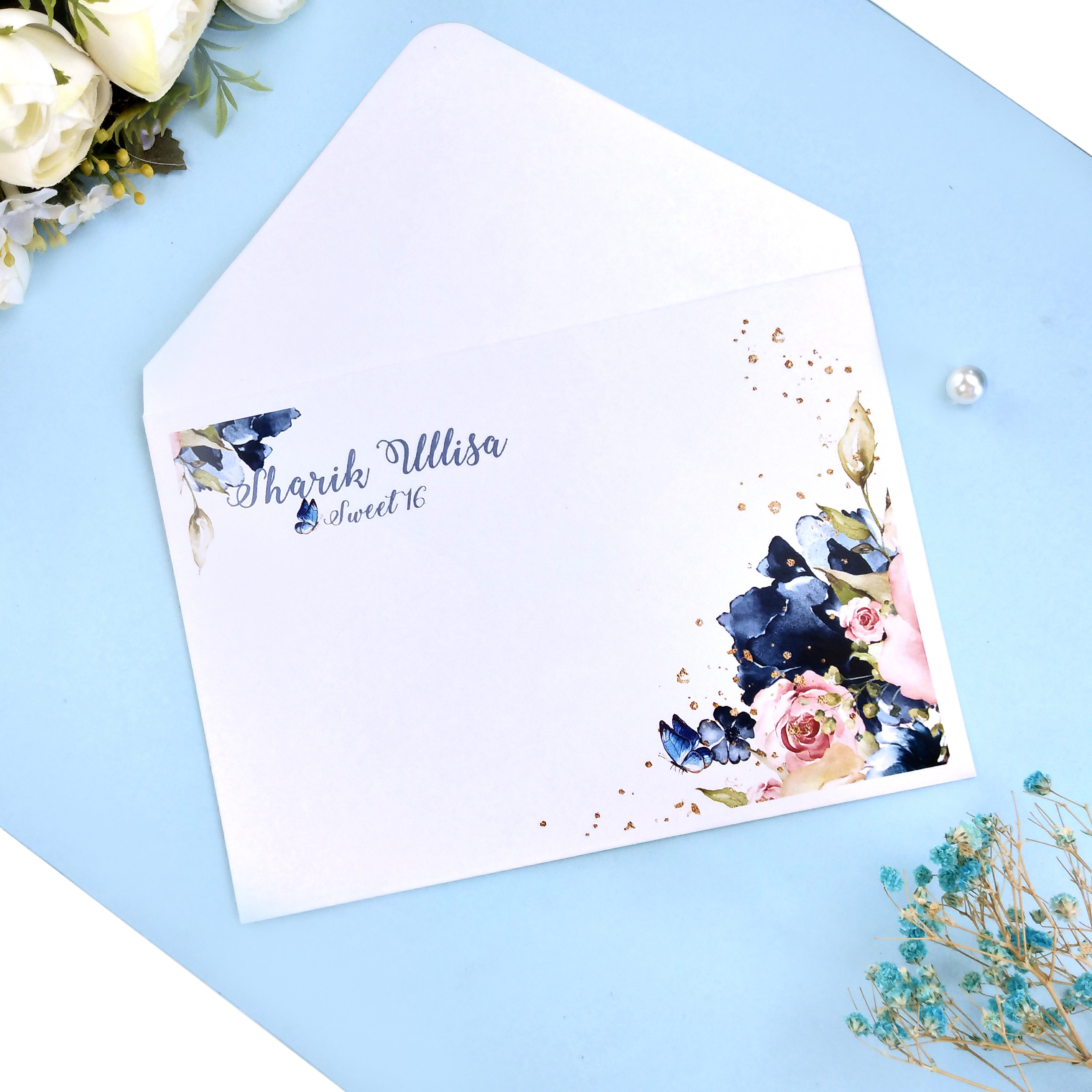 婚礼请柬珠光纸信封打印个性定制手写生日商务派对邀请涵贺卡10个