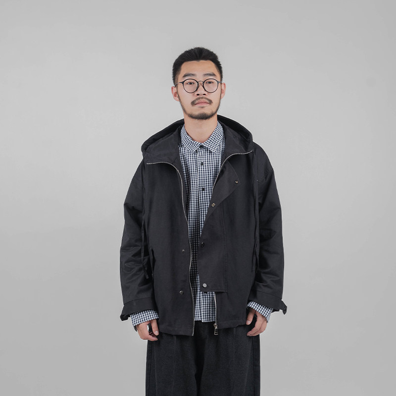 雾撞山野春季新品休闲宽松连帽外套男日系简约纯色抽绳工装夹克潮,男装,夹克,淘宝优惠券,粉丝福利购,淘宝优惠卷