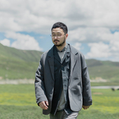 雾撞山野休闲西装 外套男日系文艺复古西服宽松oversize潮城市通勤