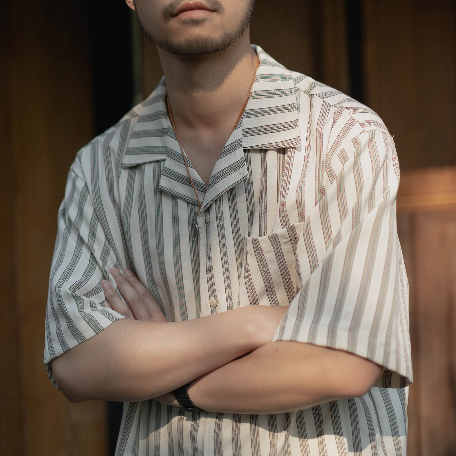 雾撞山野短袖衬衫日系复古