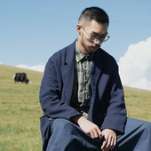 雾撞山野休闲西装 潮 男单西外套日系宽松棉麻上衣文艺复古西服大码