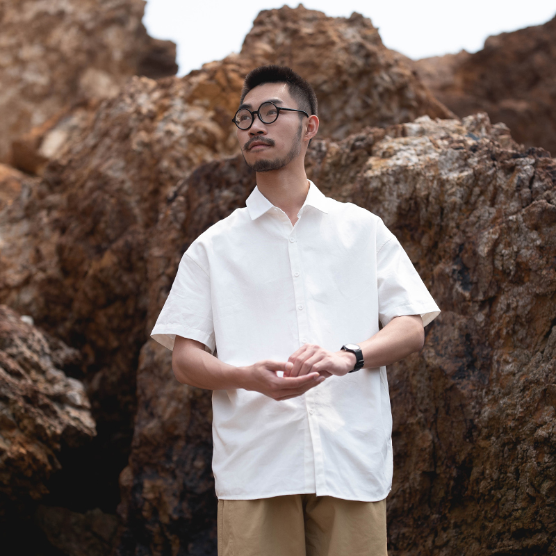 雾撞山野原创白色少年衬衫短袖