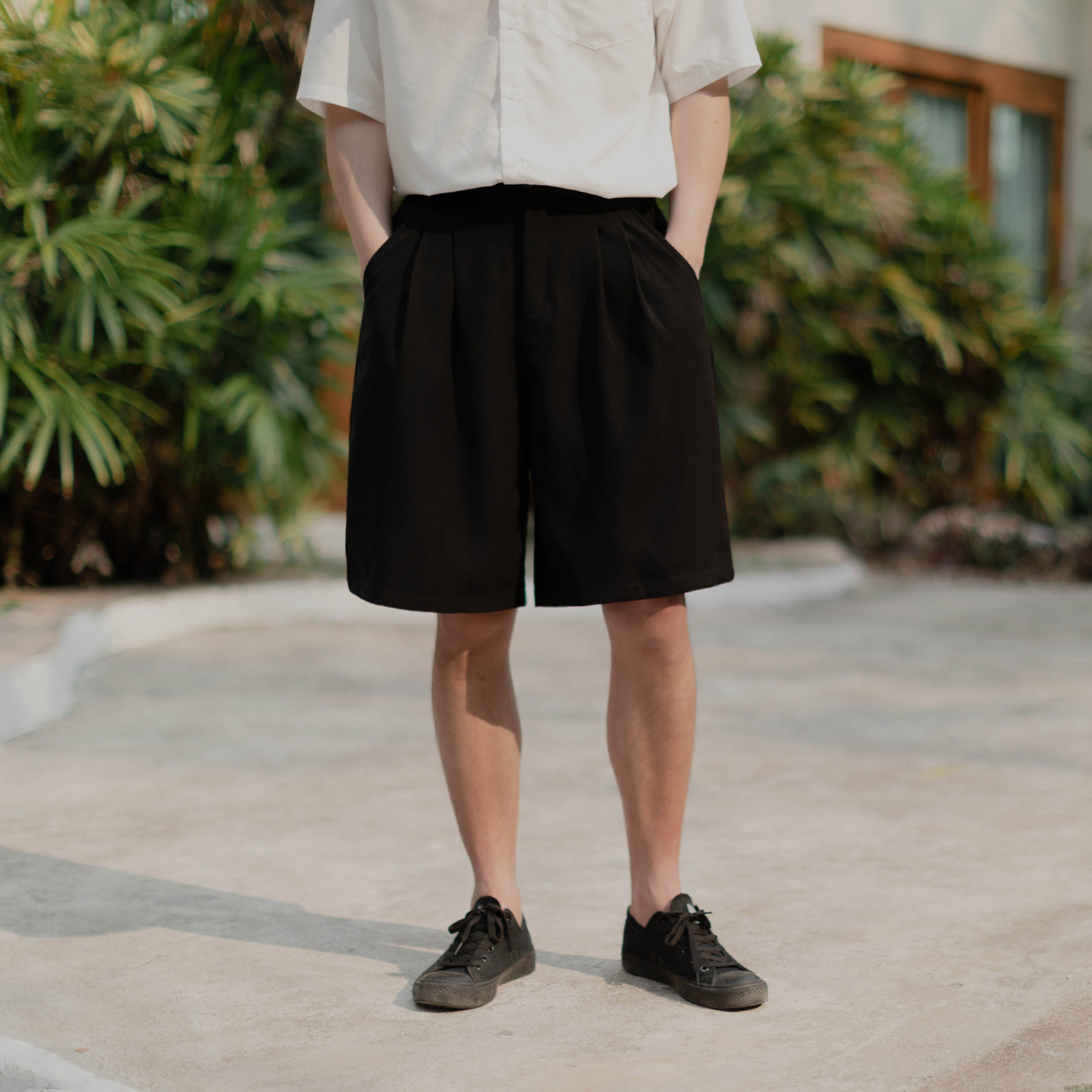 雾撞山野夏季廓形西装短裤男女休闲宽松百搭松紧腰五分裤黑色简约,男装,休闲裤,淘宝优惠券,粉丝福利购,淘宝优惠卷