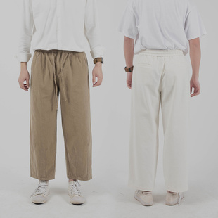 春秋新款 雾撞山野日系复古磨毛休闲长裤 阔腿裤 裤 男人字纹宽松工装