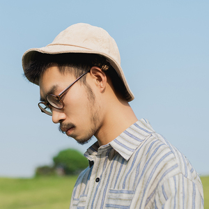 雾撞山野灯芯绒渔夫帽男女日系文艺盆帽出游百搭简约防晒遮阳帽子