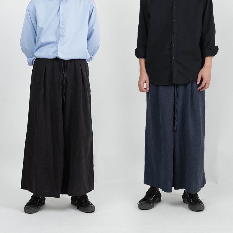 雾撞山野秋季新款男士中长款亚麻