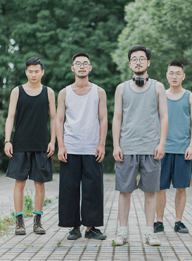 雾撞山野 230g重磅日系白色背心夏季宽松运动汗衫纯棉坎肩无袖男