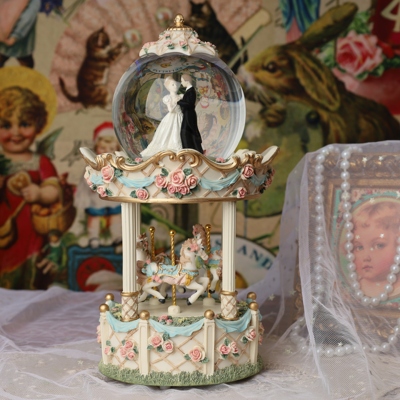 复古欧式旋转婚礼水晶球音乐盒