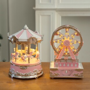Mr.Christmas发光旋转木马摩天轮音乐盒八音盒送女生儿童生日礼物