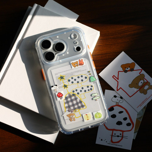omatl原创小房子小熊 imd磨砂半透明手机壳 适用于苹果iphone
